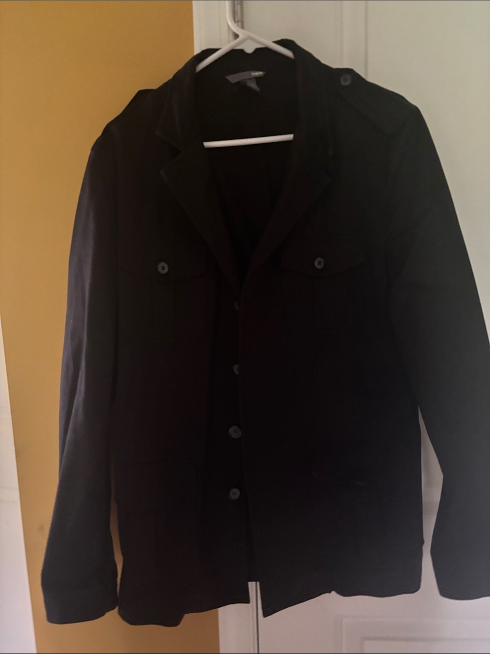 H&M Black Military Field Jacket with Button Front
